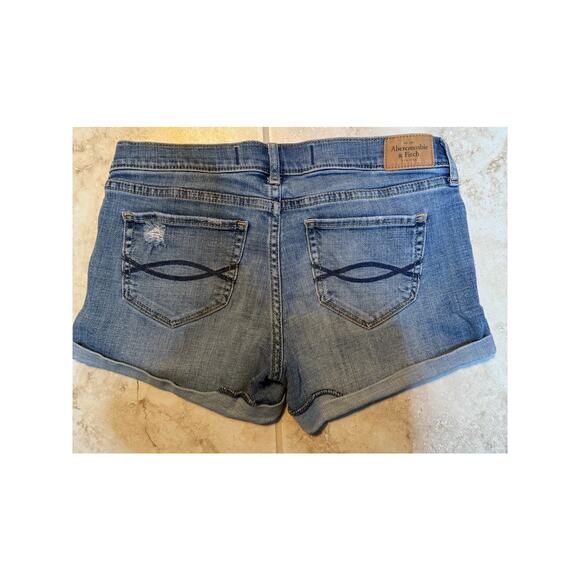 Abercrombie & Fitch 4/27 denim shorts distressed mid rise - Picture 2 of 3